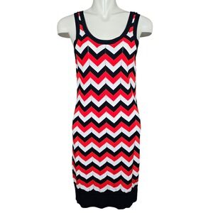 Michael Kors Women's Orange White Chevron Knit Tank Sleeveless Dress M